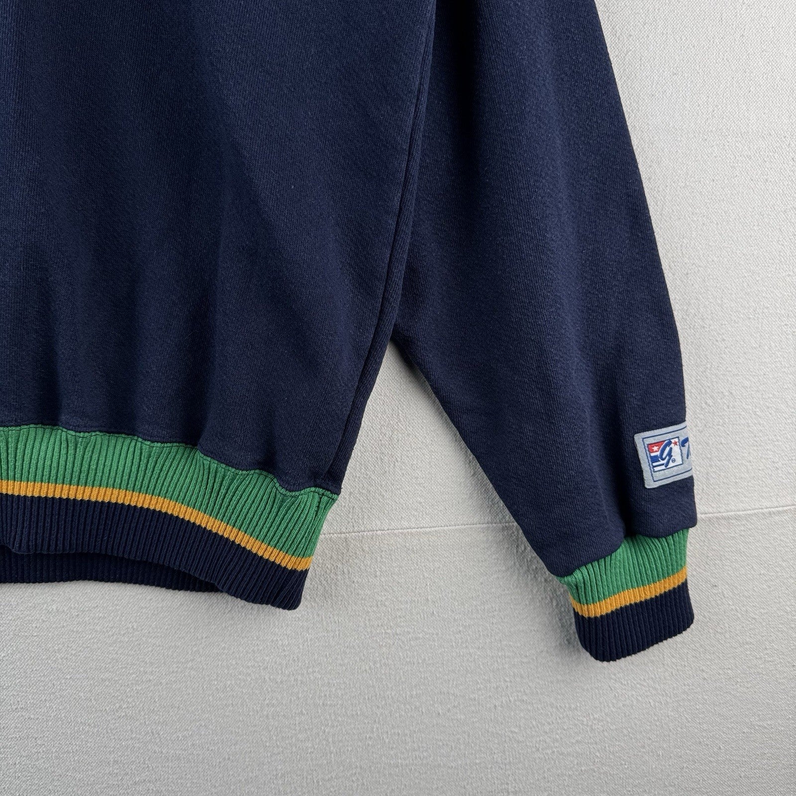 90’s Vintage Notre Dame Fighting Irish Sweatshirt Mens L Blue Green Mock Neck