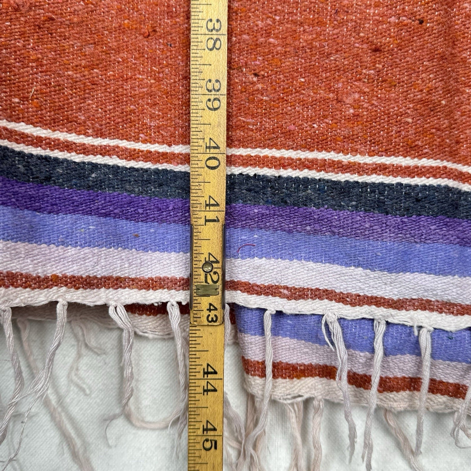 Vintage Handwoven Mexican Serape Blanket Poncho Length: 42” Sleeve: 25”