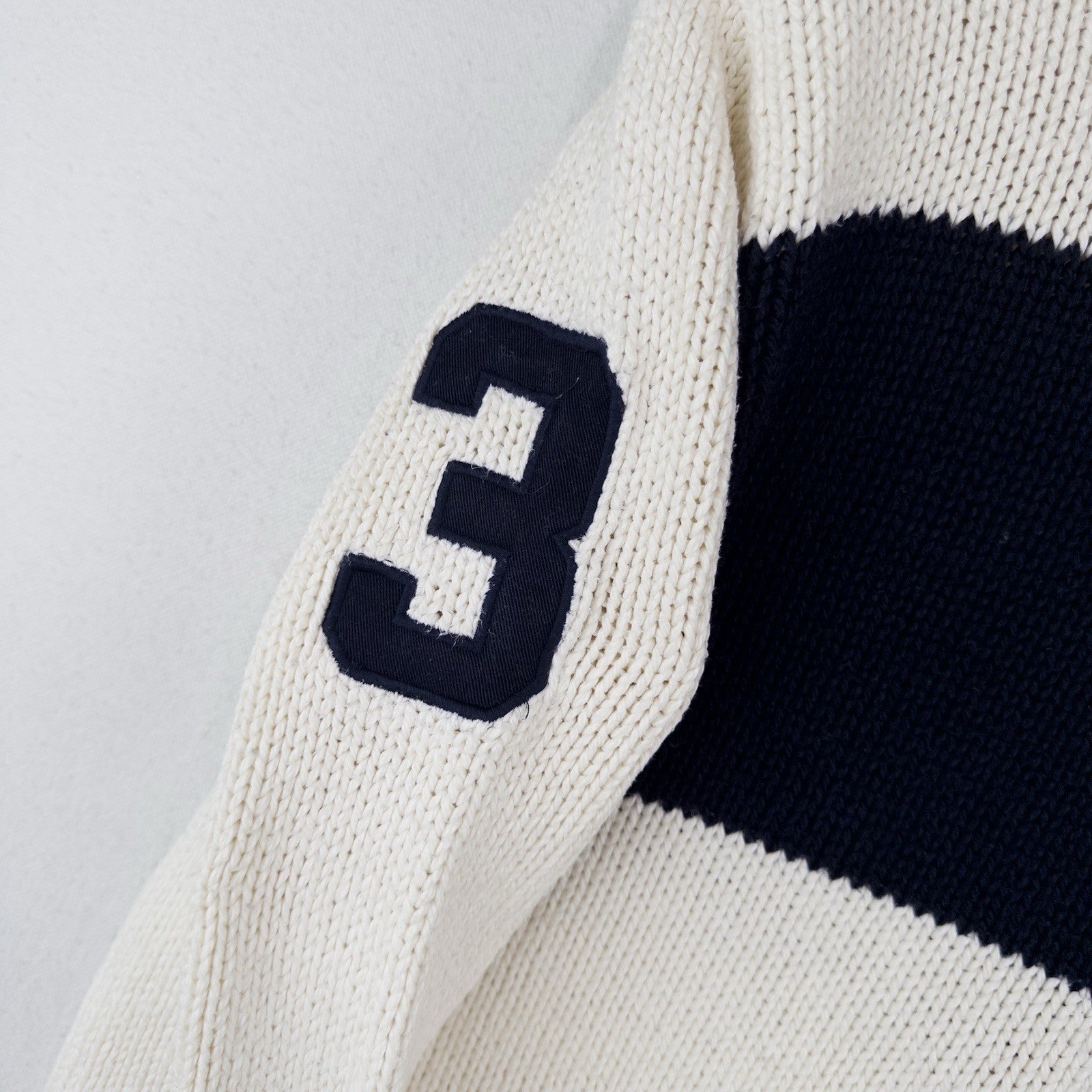 90’s Vtg Polo Ralph Lauren Turtleneck Sweater #3 Men’s M White Navy Pima Cotton