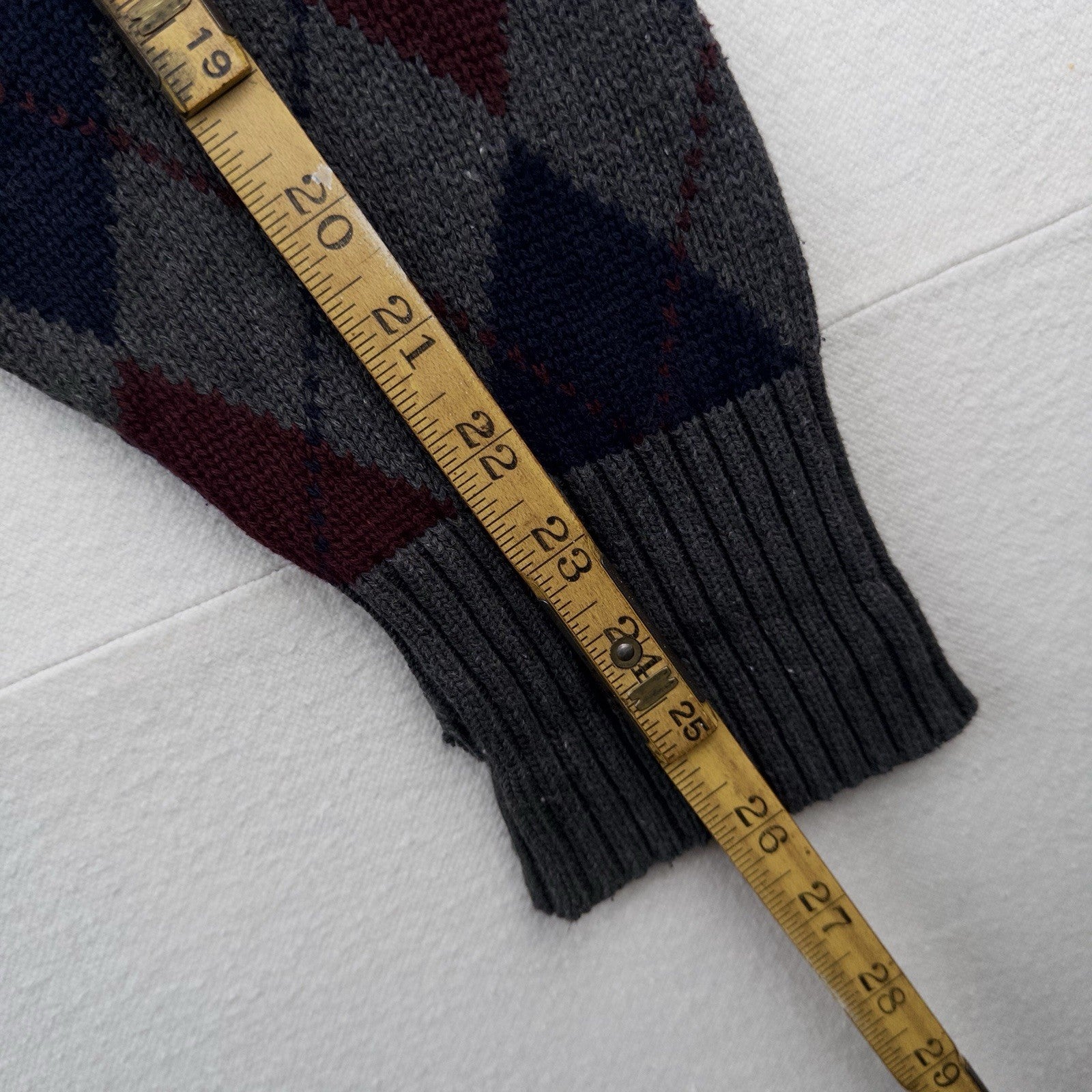 90’s Vtg Polo Ralph Lauren Mens L Argyle 100% Cotton  Collared Sweater Blue Gray