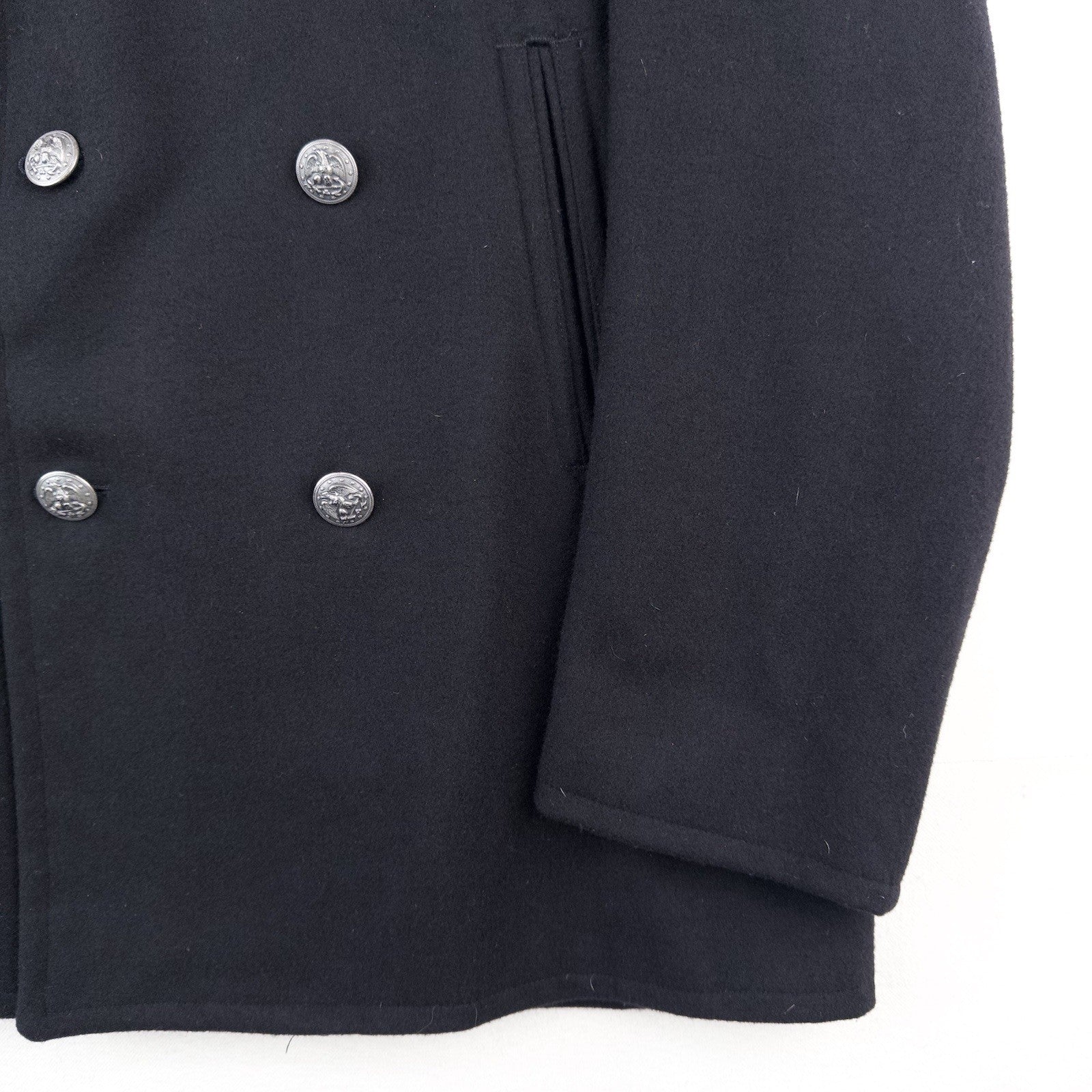 70's Vtg Navy Enlisted Military Peacoat Coat Men’s 40R Blue Wool Metal Buttons