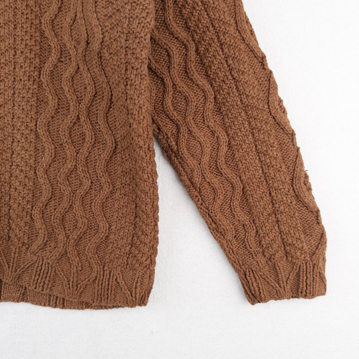 Cambridge Dry Goods Brown Cable Knit Wool Shawl Collar Sweater Women’s Small