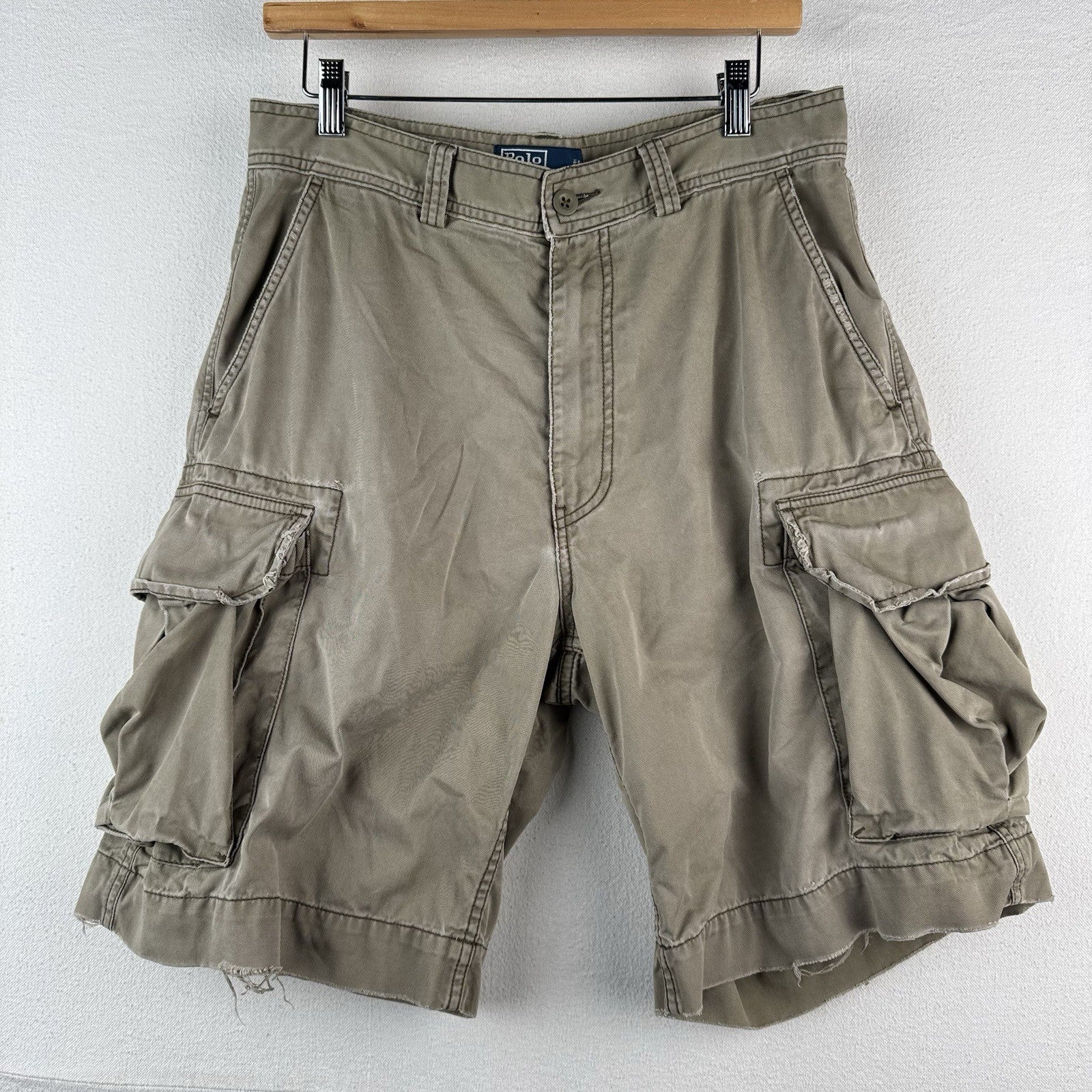 Polo Ralph Lauren Chino Classic Cargo Shorts Vintage Tan Khaki Men's 30x9
