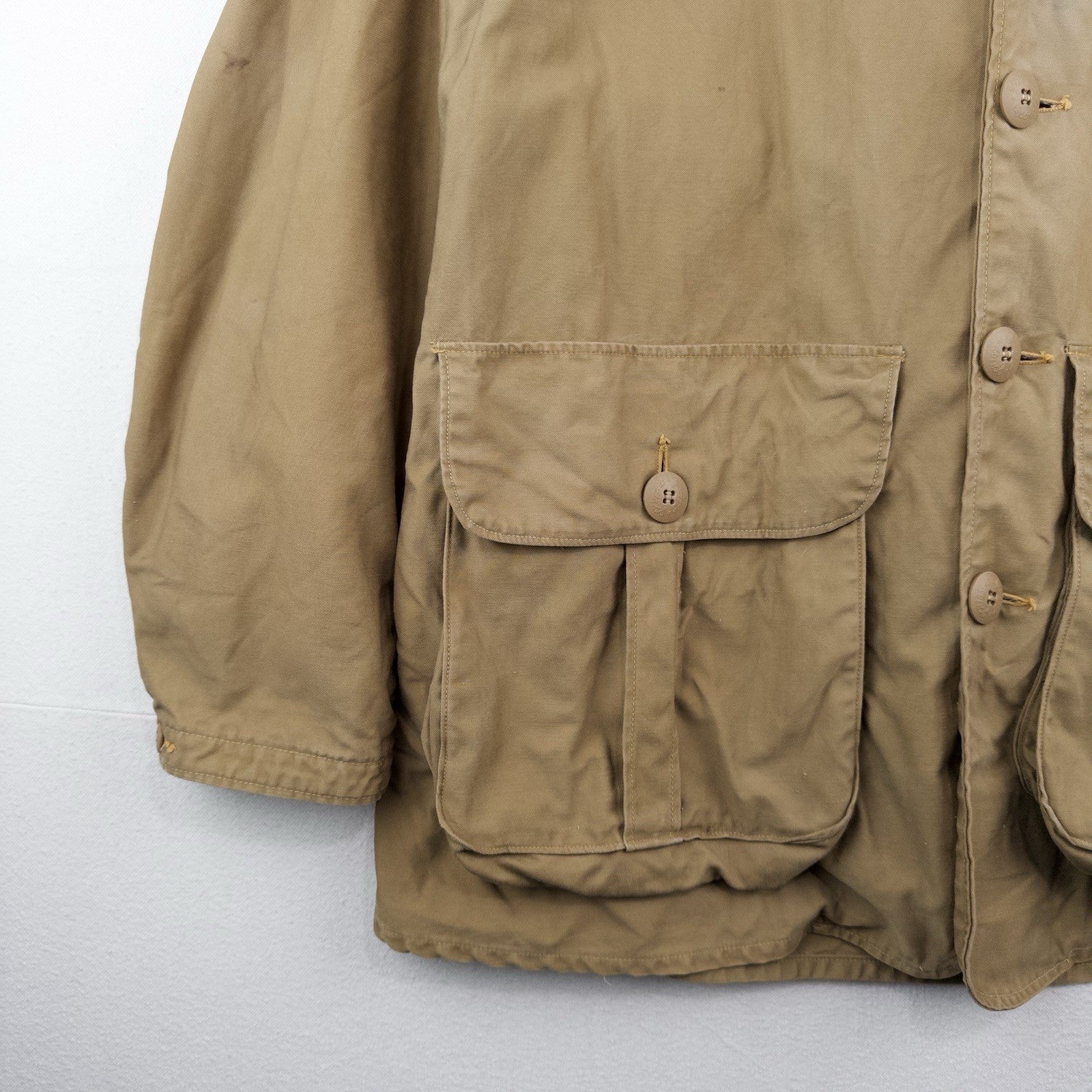 50’s Vtg JC Higgins Men’s L Canvas Hunting Jacket Tan Corduroy Shooting Coat USA