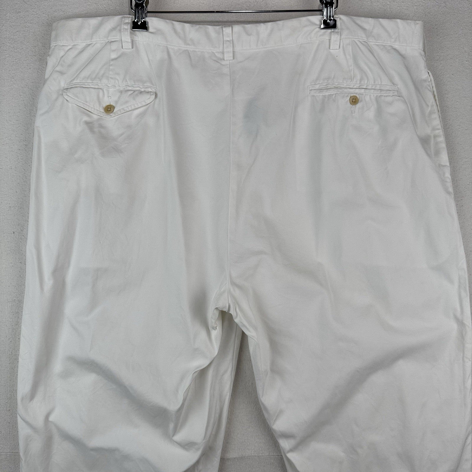 90’s Vtg Polo Ralph Lauren Big Hammond Pant Mens 46Bx30 White Double Pleat Cuff