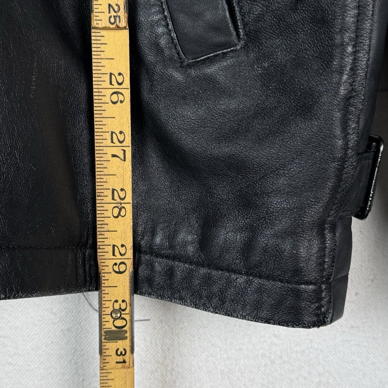 Trader Bay Leather Jacket Mens Size XL Black Full Zip Heavyweight Flight Bomber