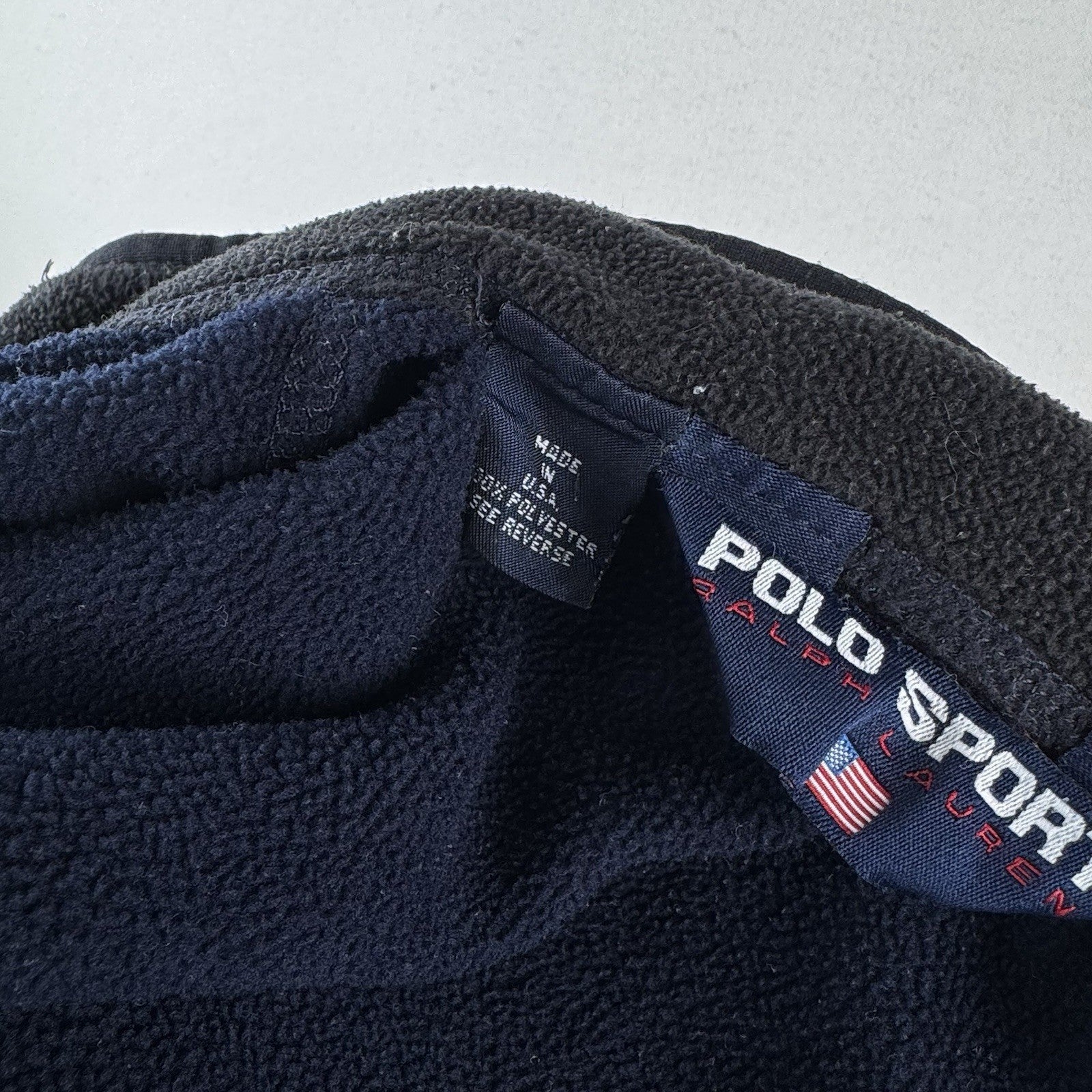 Vtg Polo Sport Ralph Lauren Small Blue Fleece Quarter Zip Cord Hem Pullover