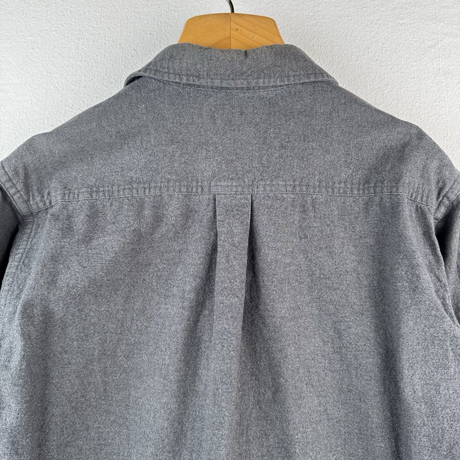 Vintage LL Bean Mens Medium Tall Chamois Flannel Shirt Gray 100% Cotton