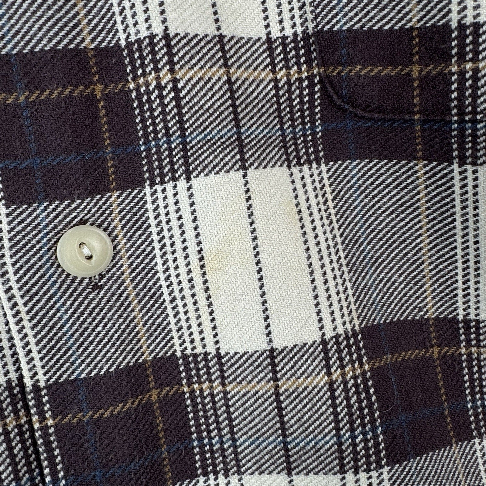 Vintage Ralph Lauren Shirt Mens L Brown Plaid Benford Flannel Cotton *Read