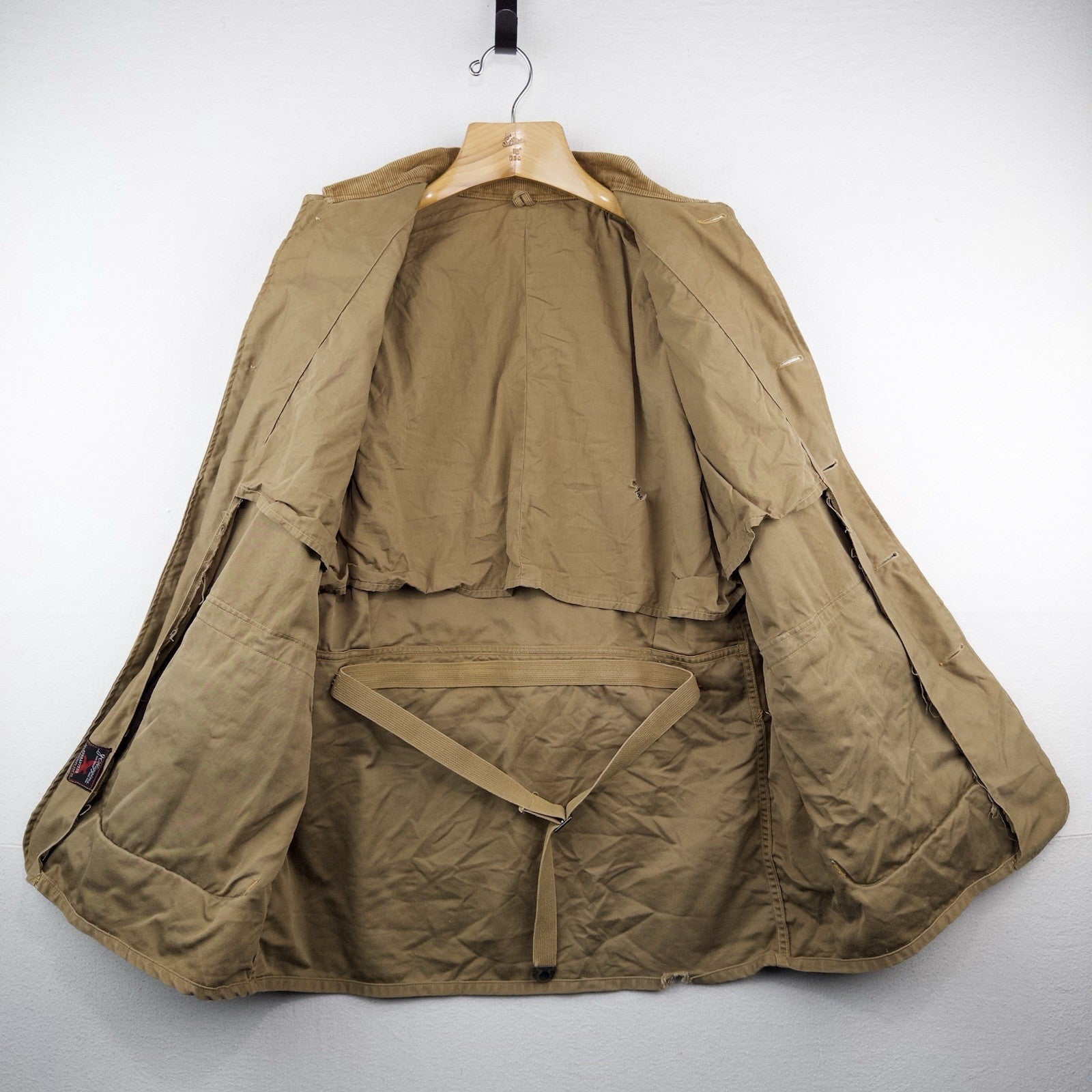 50’s Vtg JC Higgins Men’s L Canvas Hunting Jacket Tan Corduroy Shooting Coat USA