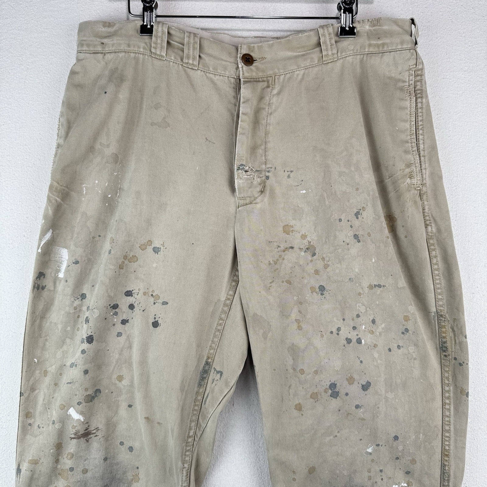 Polo Ralph Lauren Pollack Paint Splatter Distressed Buckle Back Chino Pant 36x30