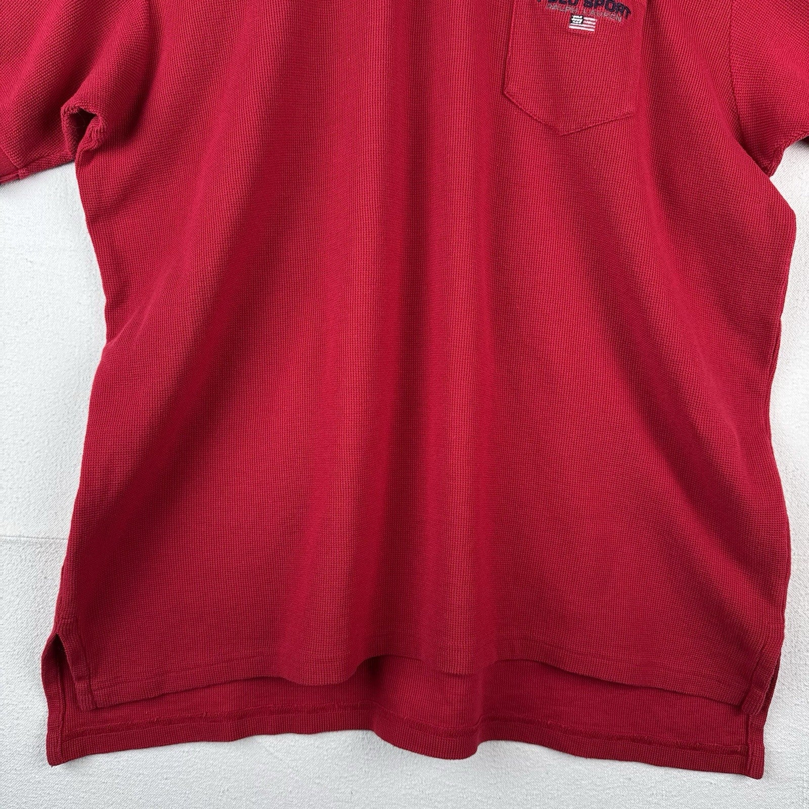 90’s Vintage Ralph Lauren Polo Sport Embroidered Flag Short Sleeve Polo Shirt XL