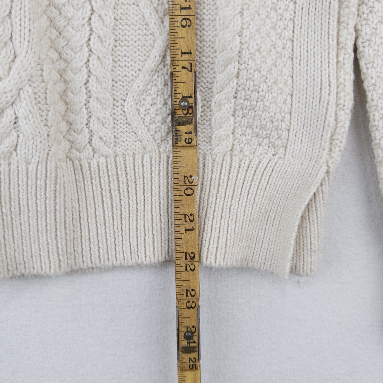 Polo Ralph Lauren Cream Cable Knit Fisherman's Sweater Women’s XS Side Vents