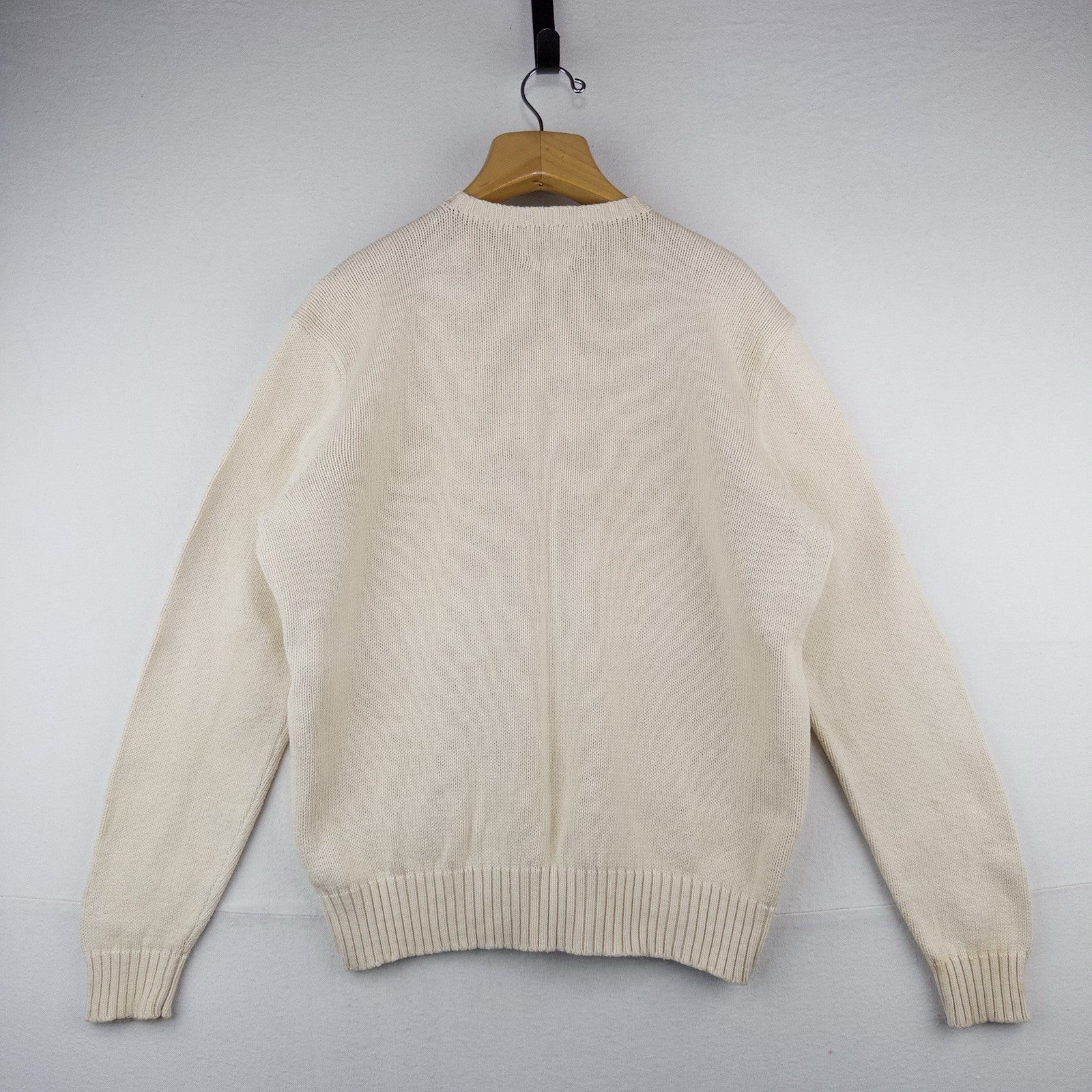 90’s Vtg Polo Ralph Lauren Knit Sweater Mens XL Cream Beige Pima Cotton Crewneck