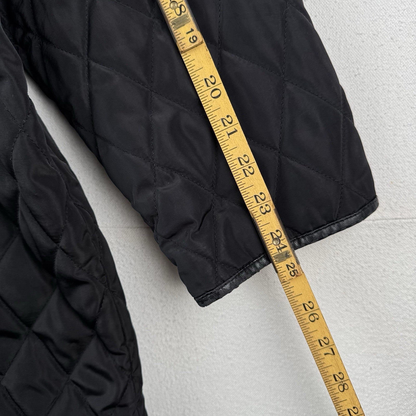Lauren Ralph Lauren Diamond Quilted Women's 2X Black Hooded Jacket Elbow Patches