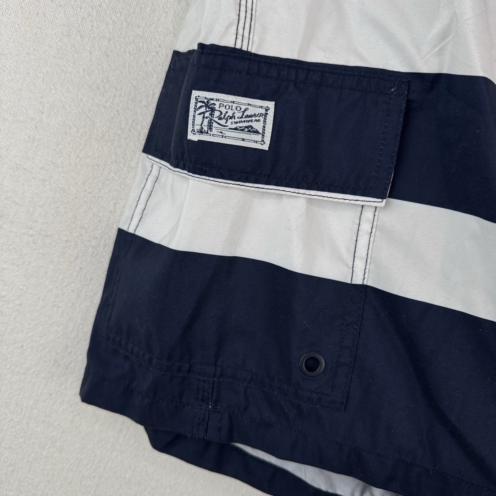 Polo Ralph Lauren Swim Trunks Men’s XL Striped Blue Yellow White Mesh Lined 8”