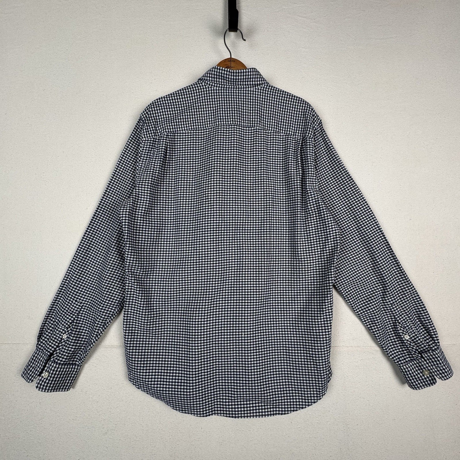 Gap Mens Large Button Up Shirt LS Stretch Stndrd Fit Blue White Gingham Check