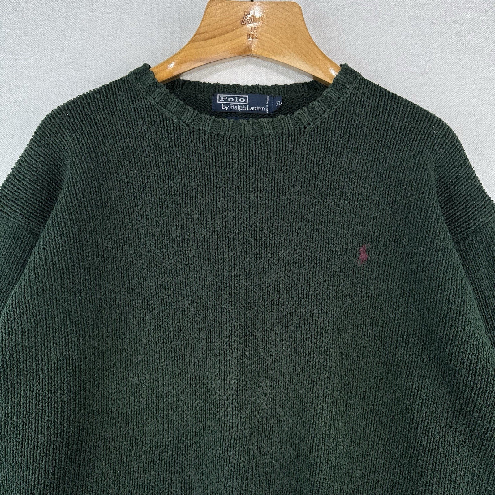 90’s Vtg Polo Ralph Lauren Sweater Mens XL Green Cotton Crewneck