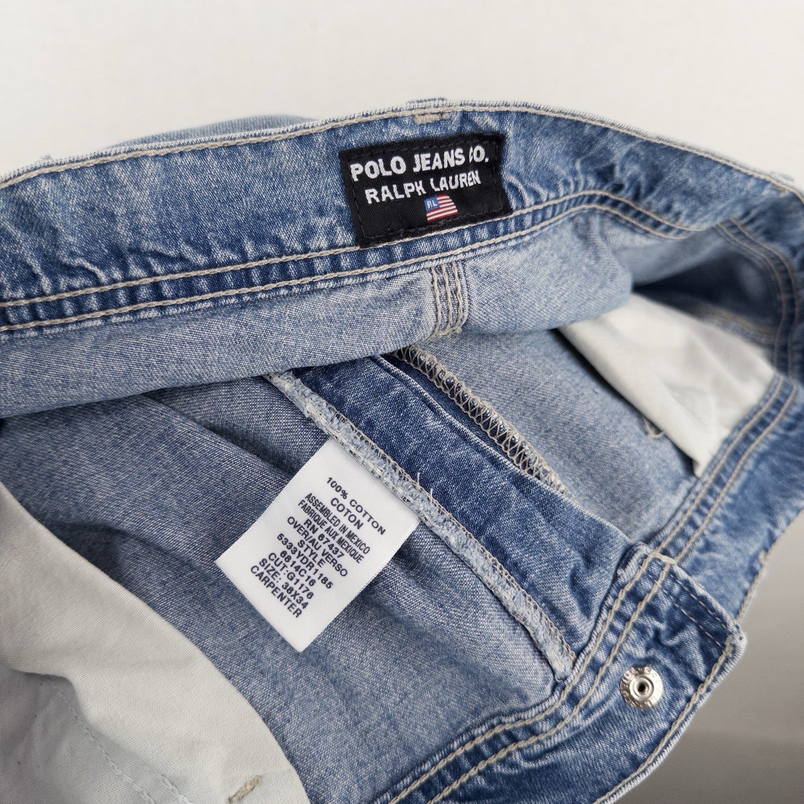 90’s Vtg Ralph Lauren Polo Jeans Co Distressed Baggy Pants Mens 38x34