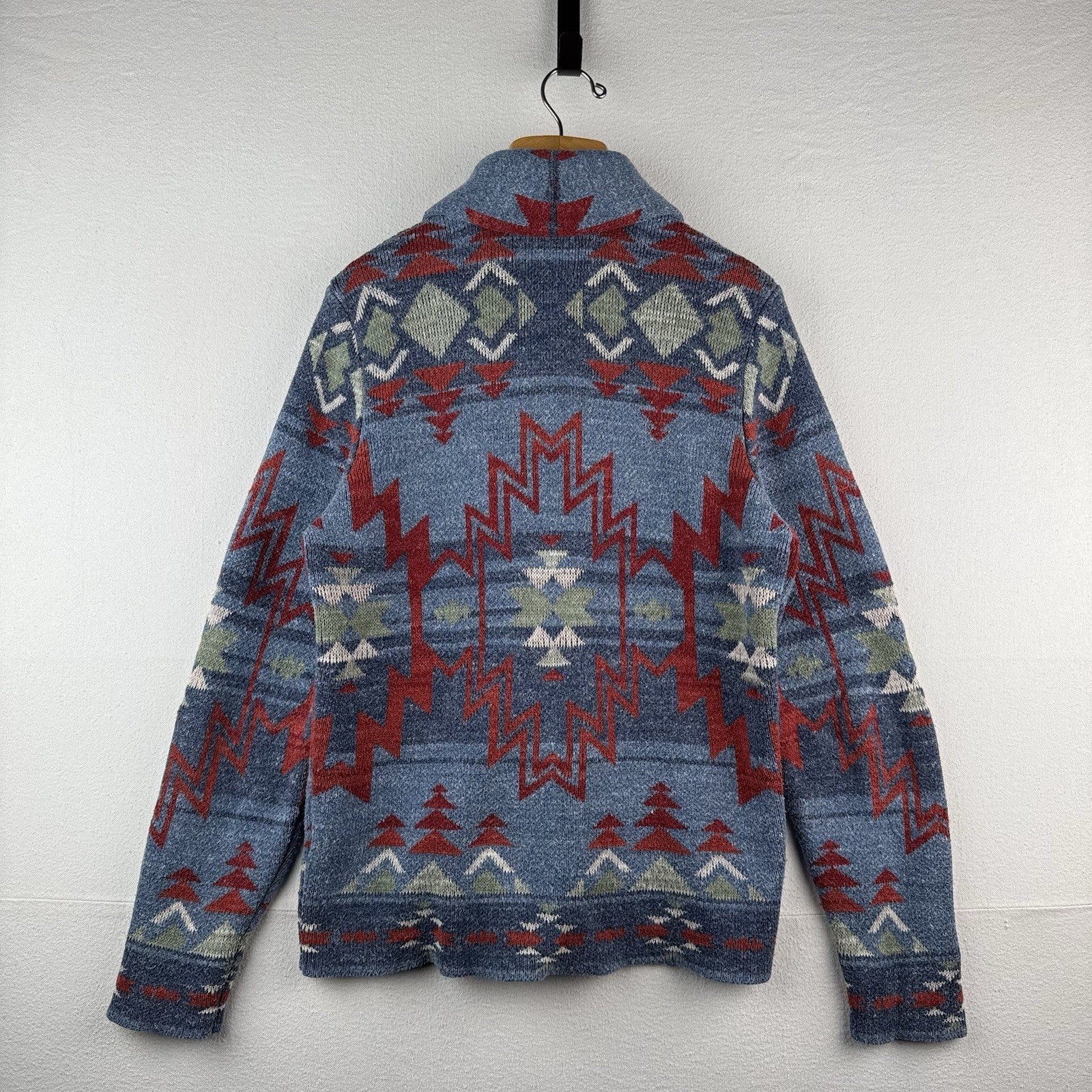 Heavy Aztec Southwestern Shawl Collar Cardigan Large Navajo Sweater Lucky Brand