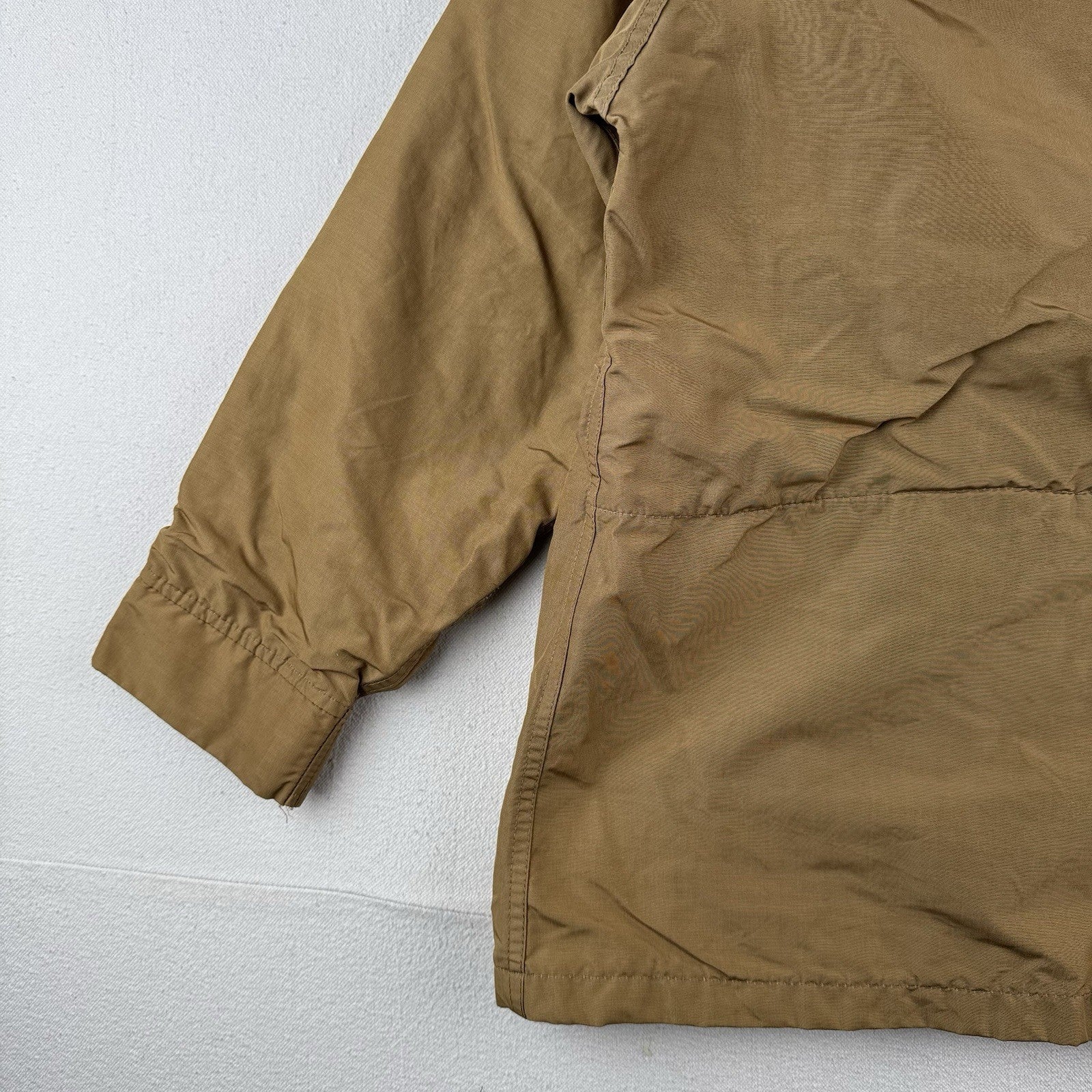 70's Vtg Woolrich Medium Mountain Parka Tan Wool Flannel Lined Made In USA *Read