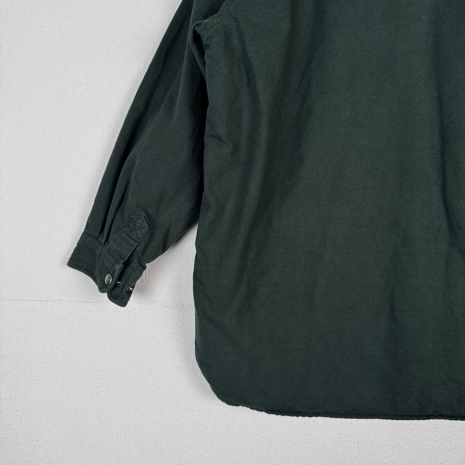 L.L. Bean Ultra Insulated Green Snap Shirt Jacket Men's Large 100% Cotton