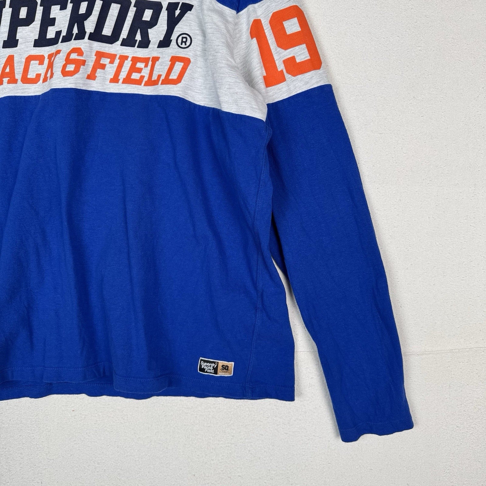 Superdry Men’s Track & Field Podium Oversized Long Sleeve T-Shirt Large Blue