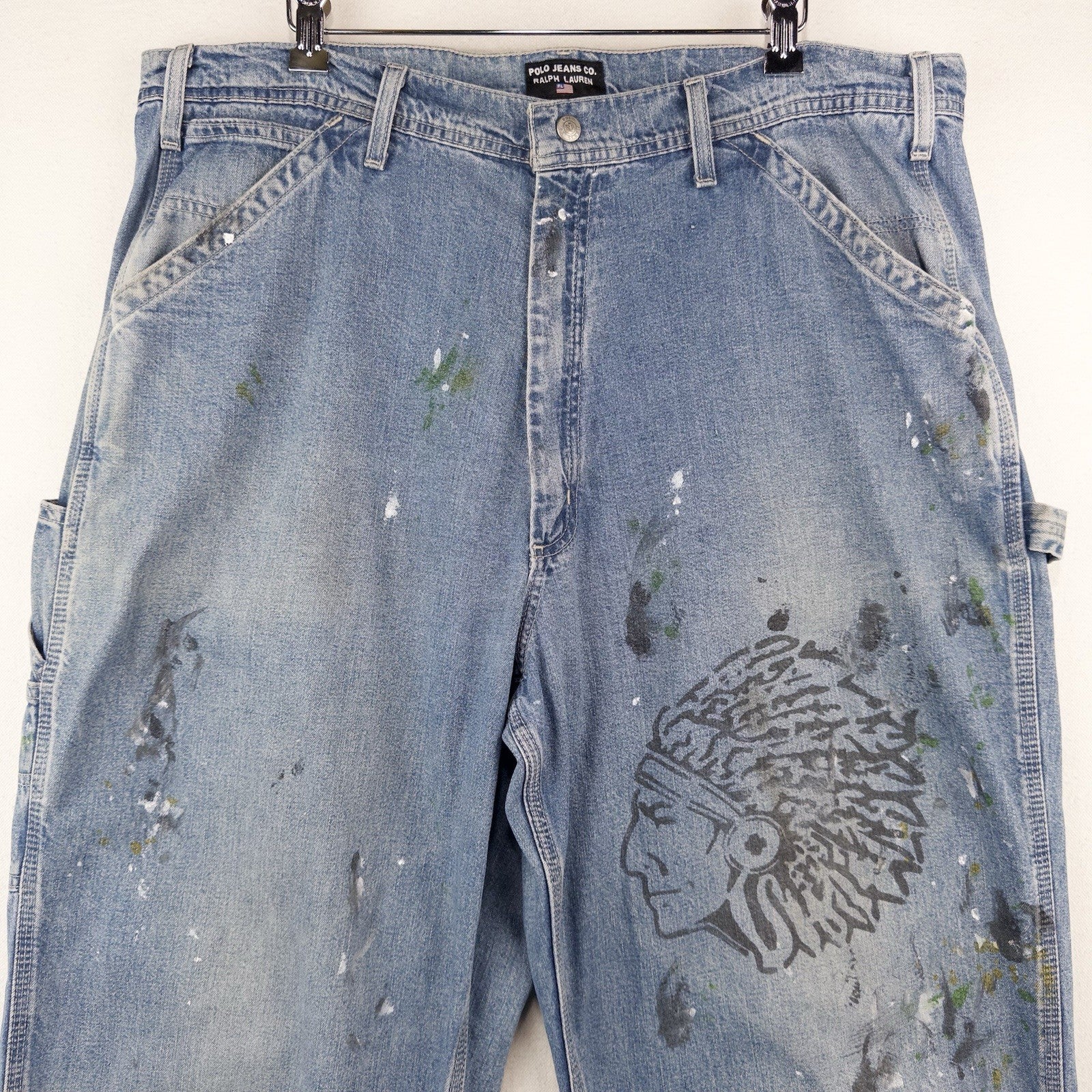 90’s Vtg Ralph Lauren Polo Jeans Co Distressed Baggy Pants Mens 38x34
