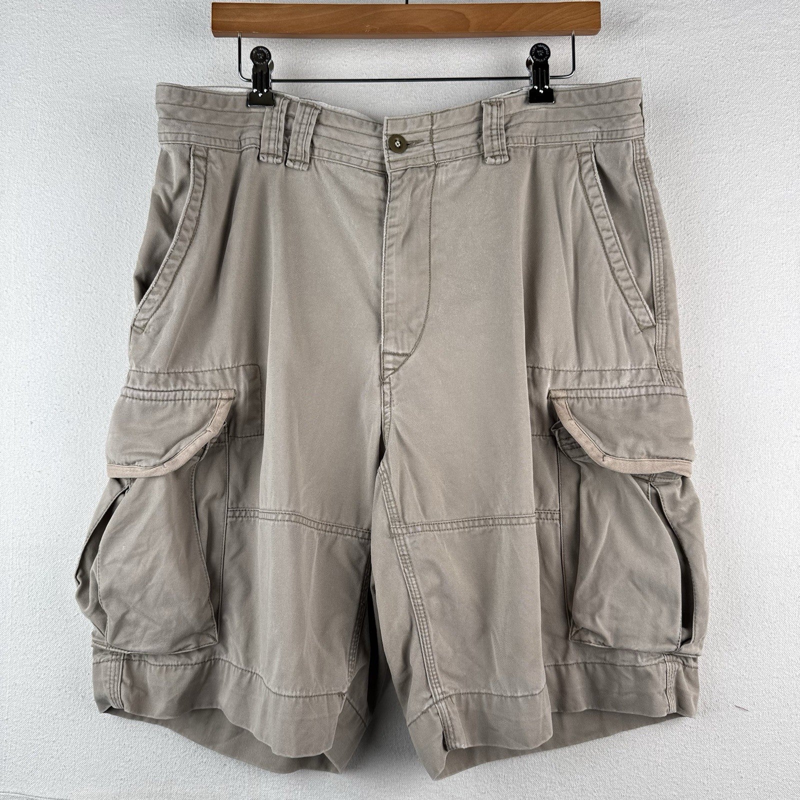 Vtg Polo Ralph Lauren Chino Classic Cargo Shorts Vintage Tan Khaki Men’s 34x10