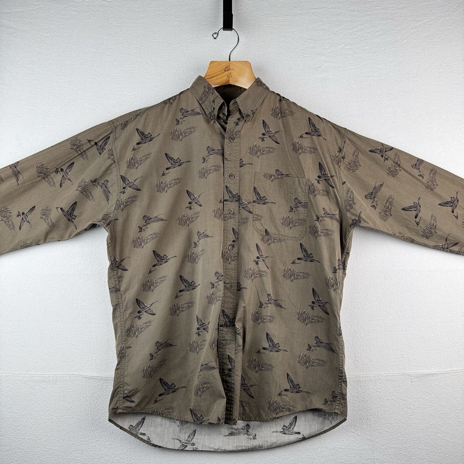 Chaps Ralph Lauren Mens XL Button Down Shirt Ducks Brown Long Sleeve
