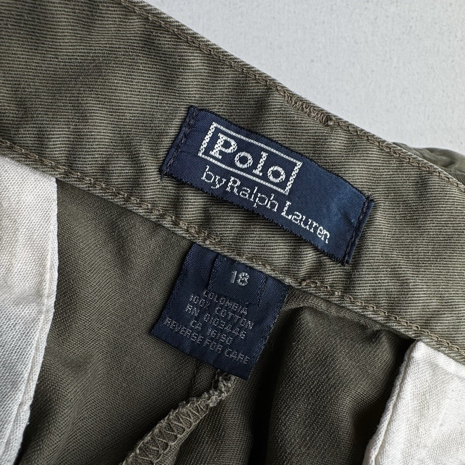 90’s Vintage Polo Ralph Lauren Boy’s 18 Cotton Khaki Cargo Tactical Pants Green
