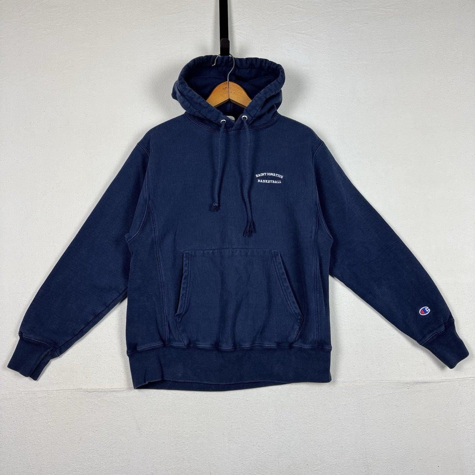 Champion Reverse Weave Blue Hoodie Embroidered Saint Ignatius Basketball Size M