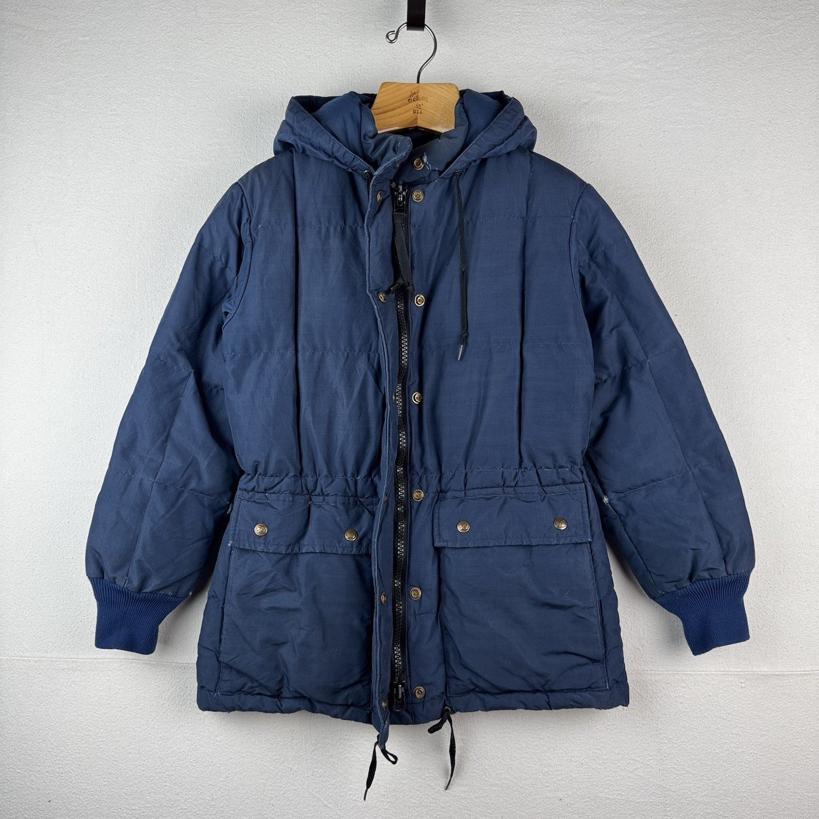 70's Vintage Eddie Bauer Goose Down Parka Men's  Small Hooded Jacket Blue *Read