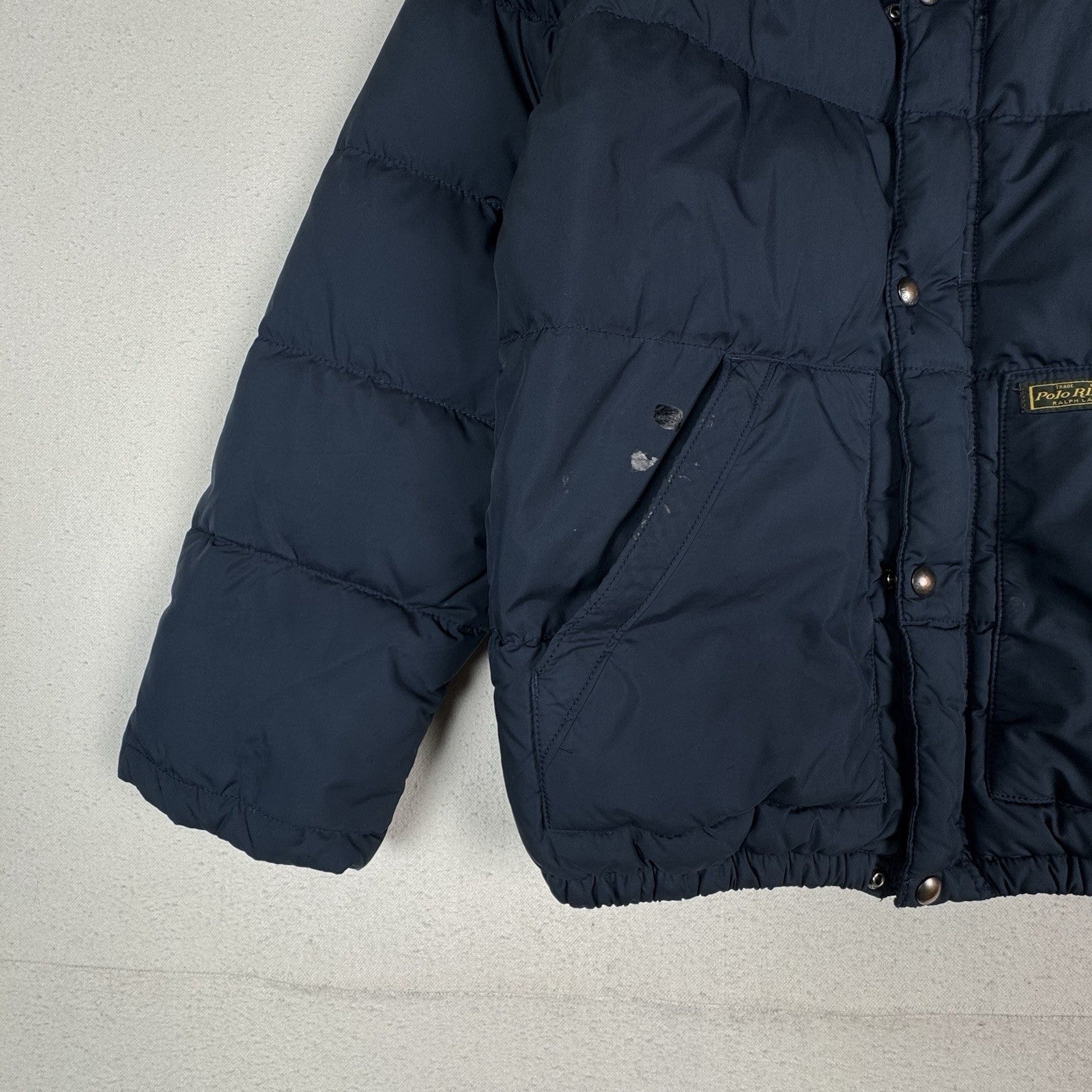 Vintage Polo Ralph Lauren Kid's Navy Blue Down Puffer Jacket Sz M 10-12 *Read
