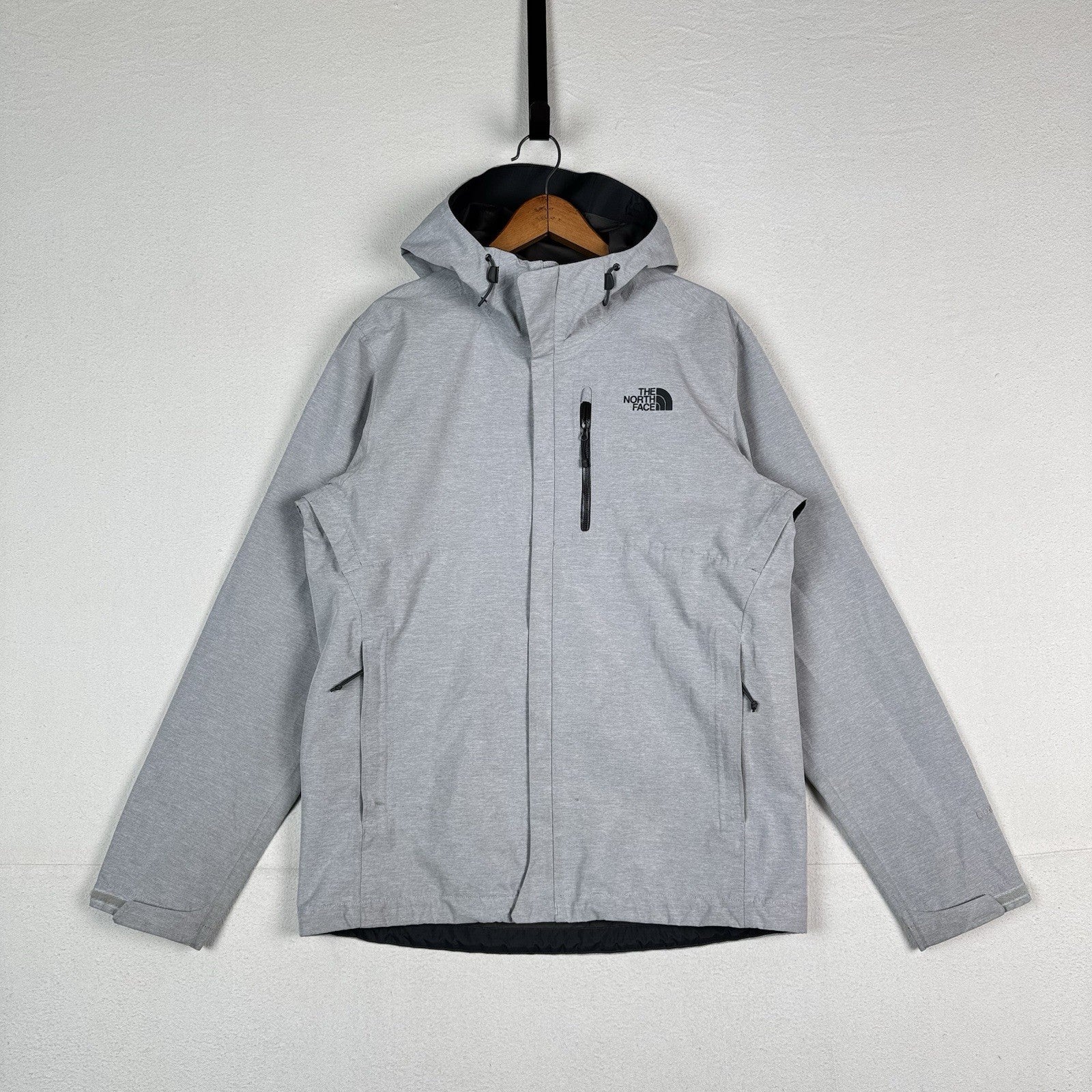 The North Face Men’s Dryzzle Waterproof Jacket Medium Zip Vents Heather Gray