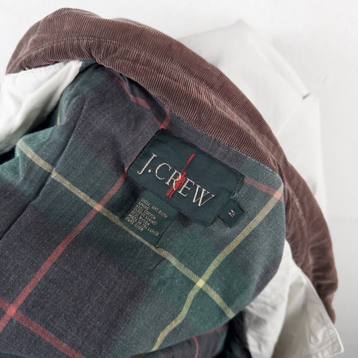 90’s Vtg J. Crew Oarsman Barn Jacket Chore Field Coat Corduroy Collar Beige M