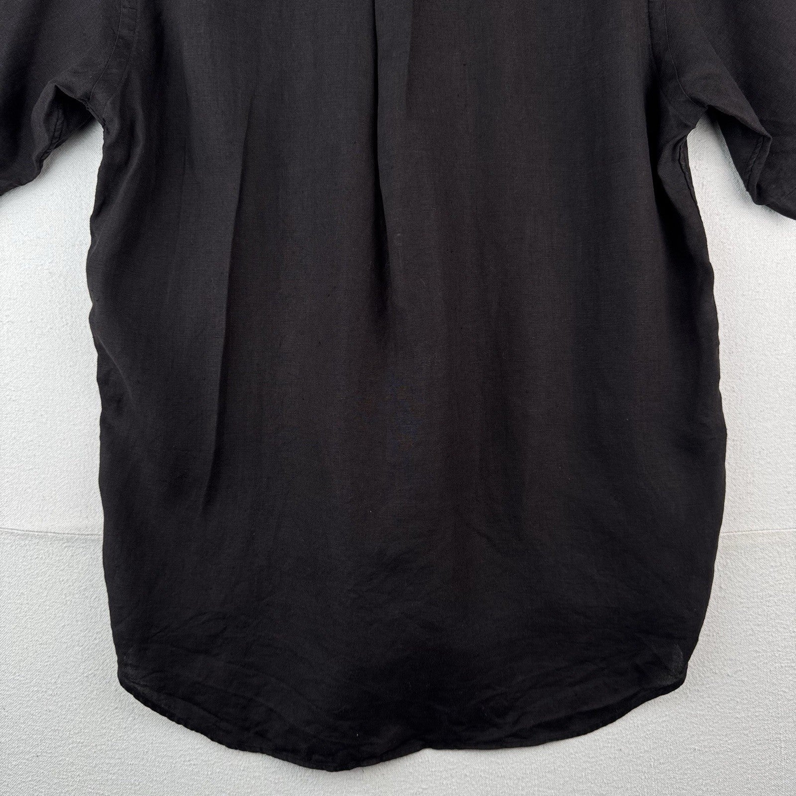 Vtg Ralph Lauren Blaire Black Linen Short Sleeve Shirt Mens Medium Button Down