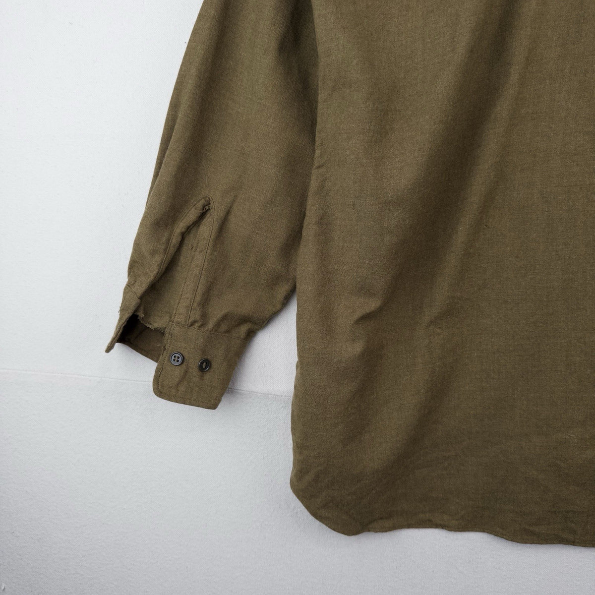 40’s Vtg WWII Wool Gas Flap Army Military Button Uniform Work Shirt Gussets