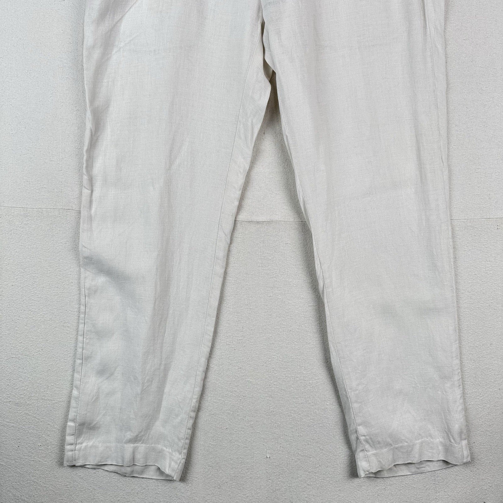 90’s Vtg Polo Ralph Lauren Mens 40x34 (38x32) Bone White Linen Pants Flat Front