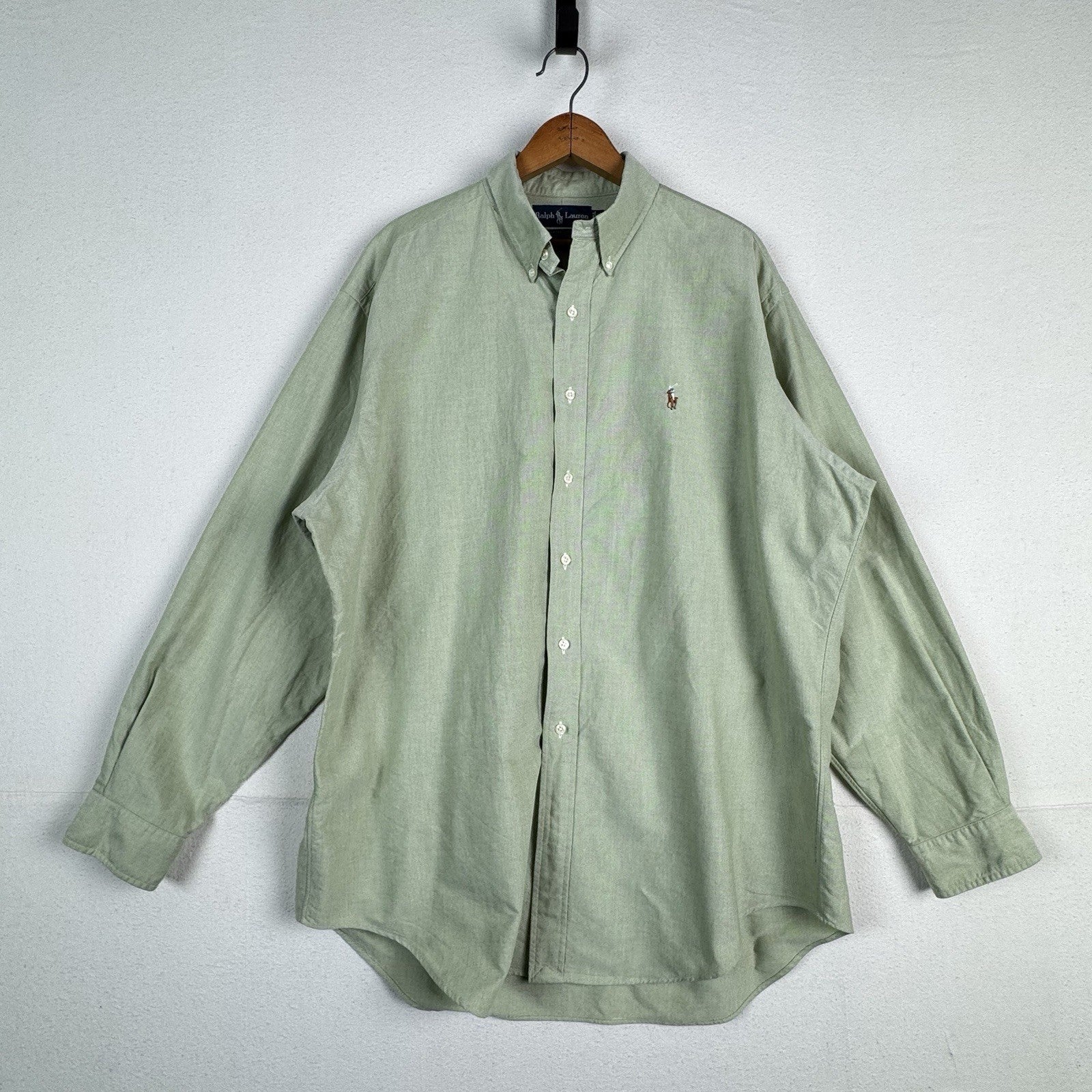 Polo Ralph Lauren Yarmouth Cotton Oxford Long Sleeve Shirt 17 34/35 Green