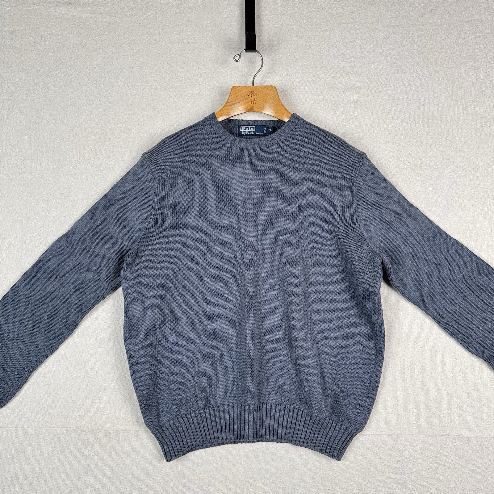 90’s Vintage Polo Ralph Lauren Sweater Men’s XL Light Blue Knit Pullover