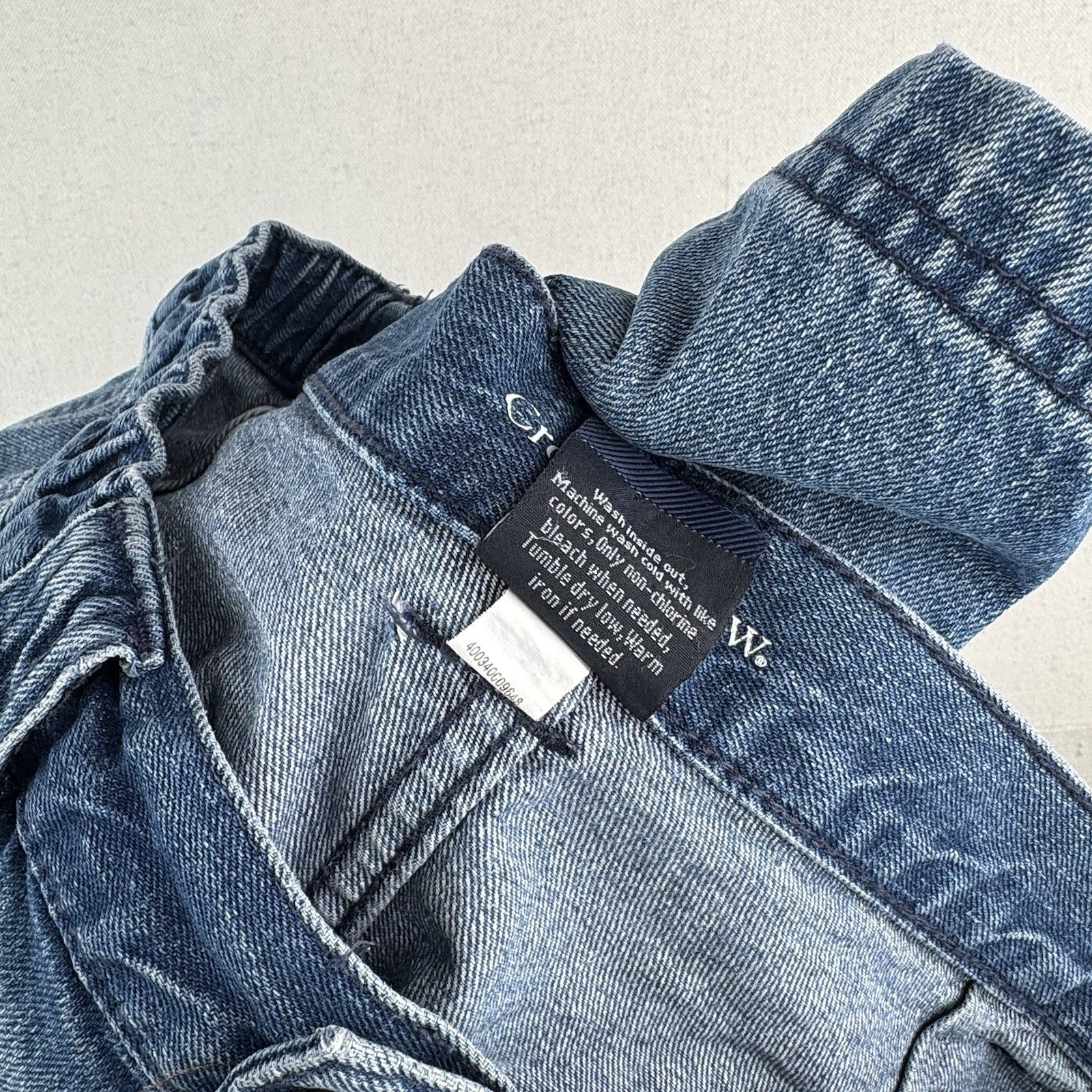Vtg Croft & Barrow Denim Cargo Safari Pocket Shorts Mens 32x6 Blue Elastic Waist