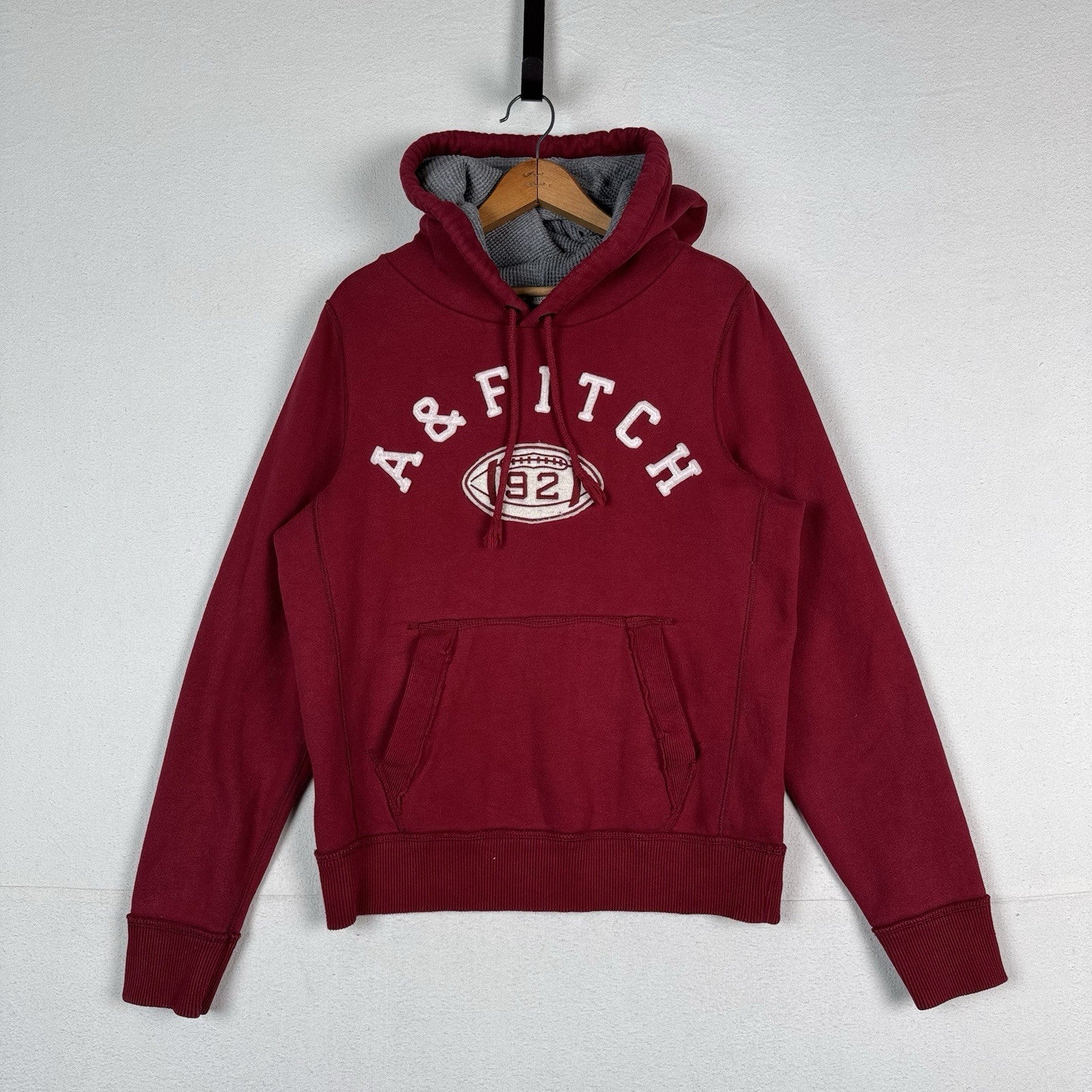 Abercrombie & Fitch Large Maroon Red Thermal Hoodie Pullover Sweatshirt Muscle