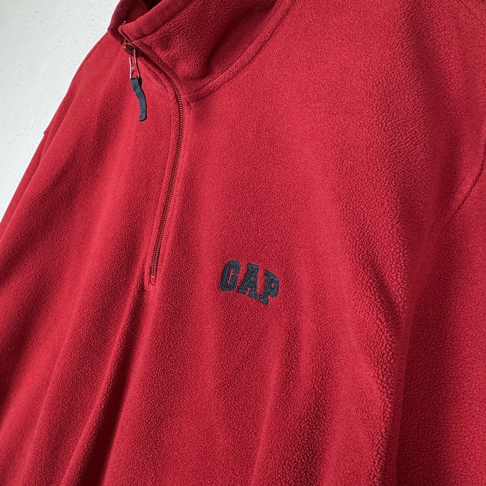 Vintage Gap Fleece 1/4 Zip Long Sleeve Mens XL Red Pullover Shirt Jacket