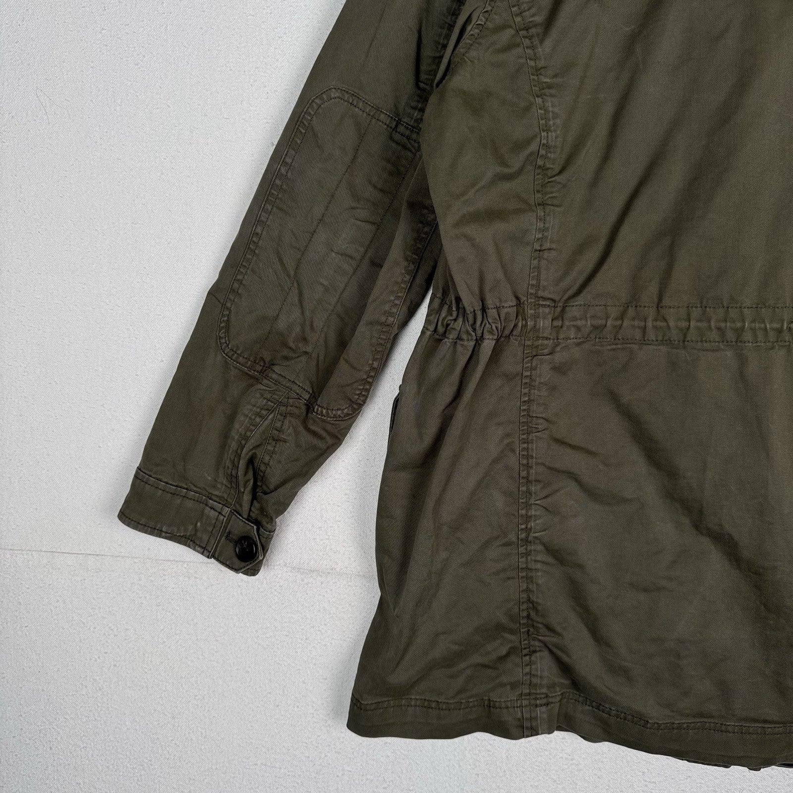 Banana Republic Military Jacket Womens XL 4-Pockets Green Cinch Waist *Read