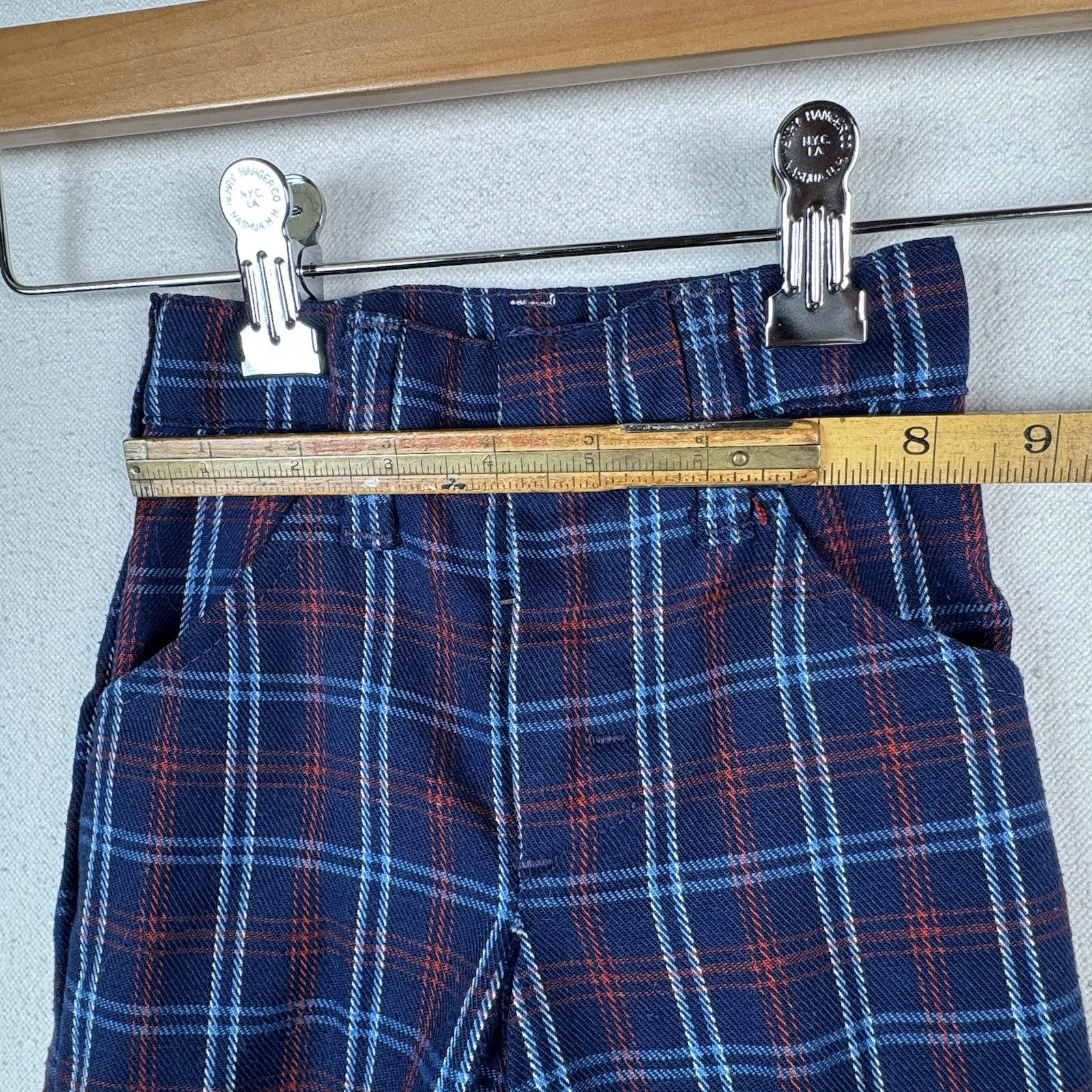 Vintage 70’s JCPenney Kids Plaid Wide Leg Distressed Sweatshirt Set Blue Red 4-5