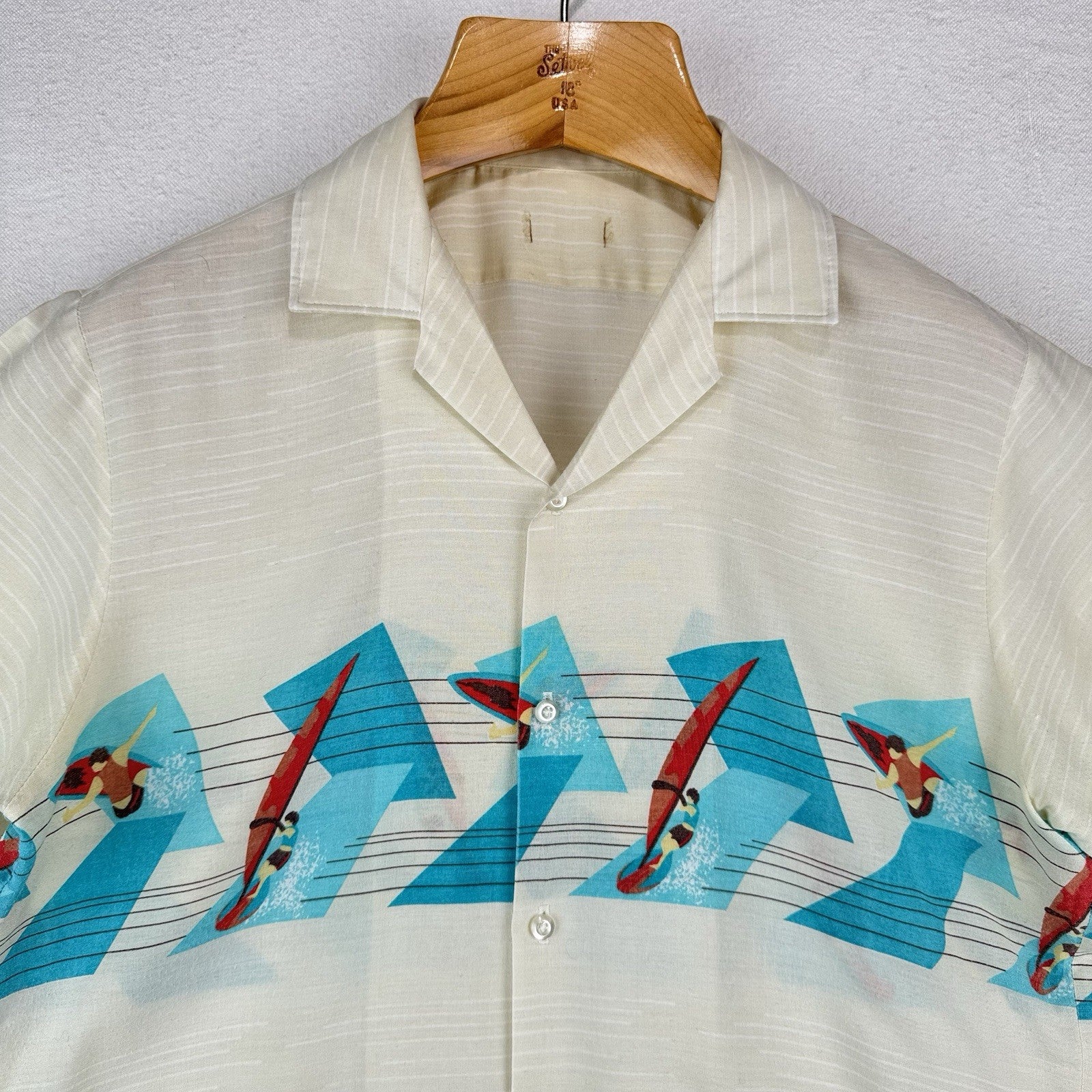 50’s 60’s Vtg Hawaiian Wind Water Surf Camp Resort Shirt Men’s L (40) *No Tag