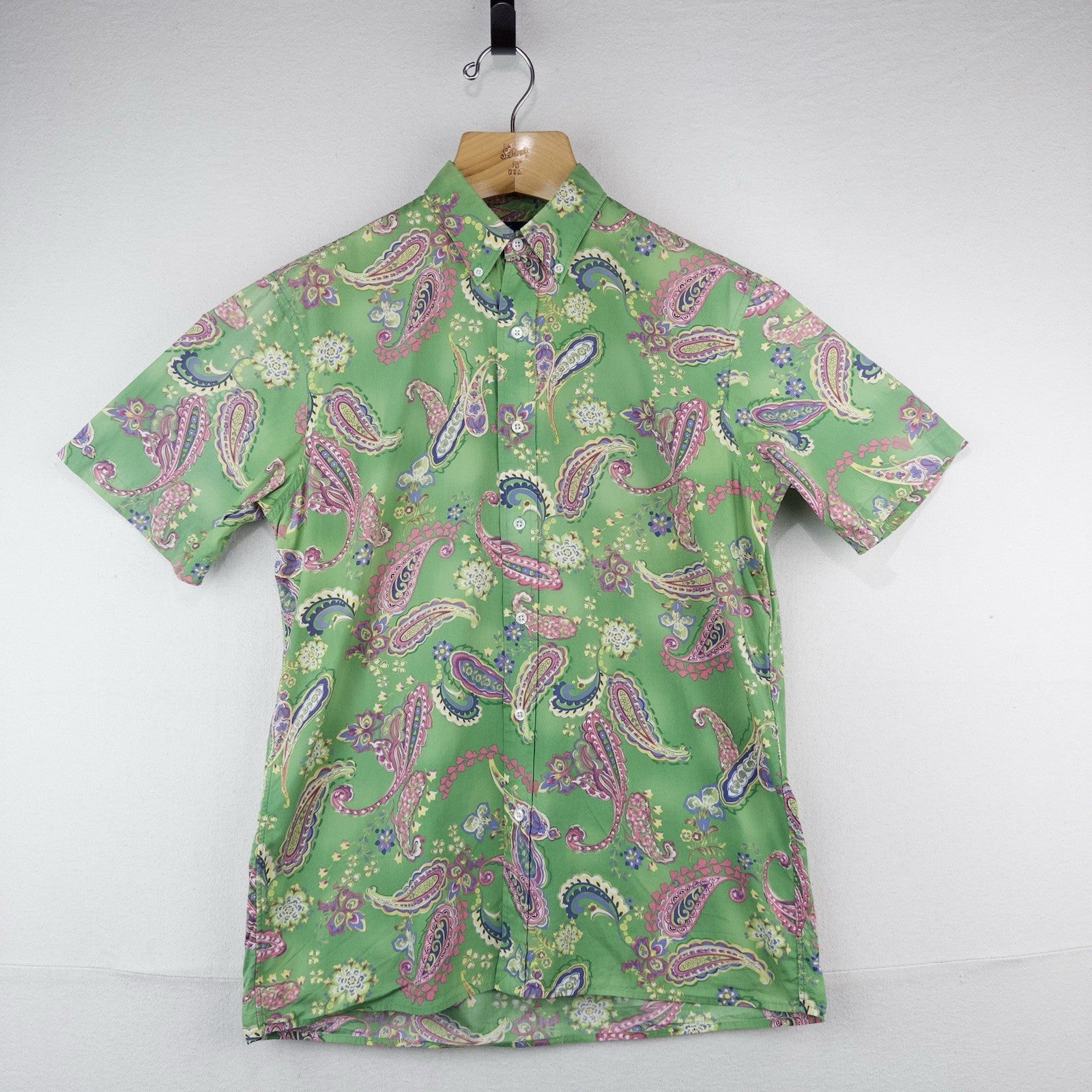 90’s Vtg Polo Ralph Lauren Shirt Men’s M Green Paisley AOP Short Sleeve