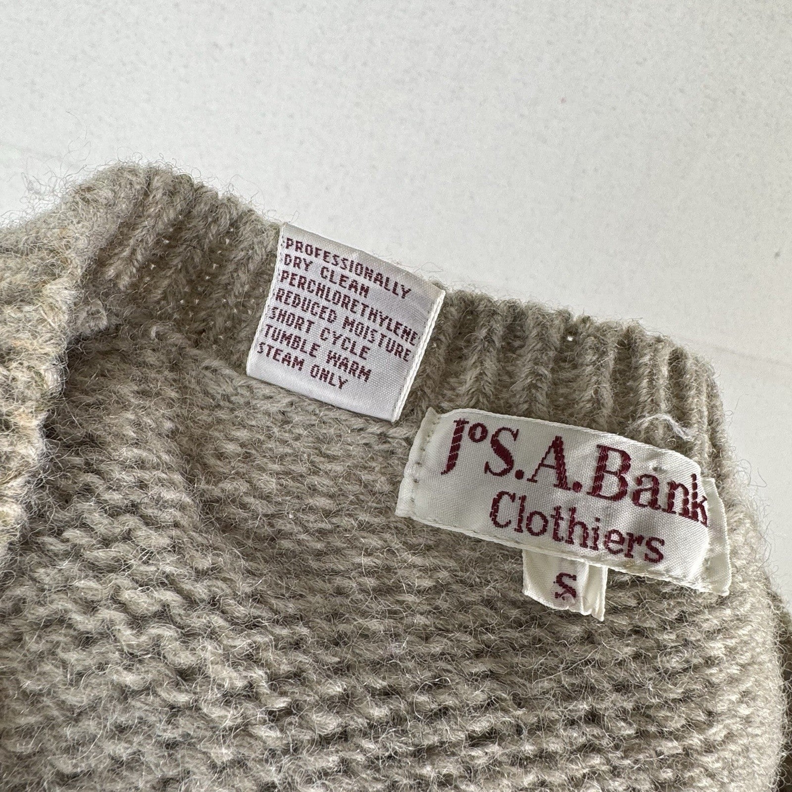 Vintage Jos. A. Bank Clothiers Argyle Vest 100% Shetland Wool Small Grey Blue
