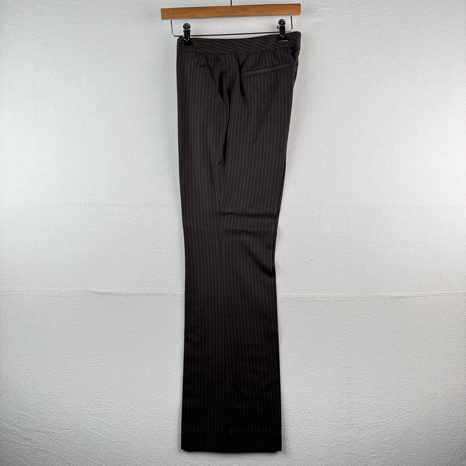 Anne Klein Women's 6 Pant Suit Two Piece Set Brown Pink Pinstripe Leg=10”